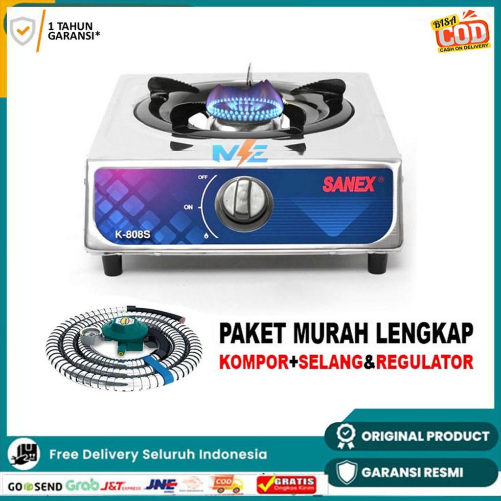 Paket Kompor Gas 1 Tungku Steanlees SANEX  Kompor Gas Satu Tungku FULL SET Lengkap promo