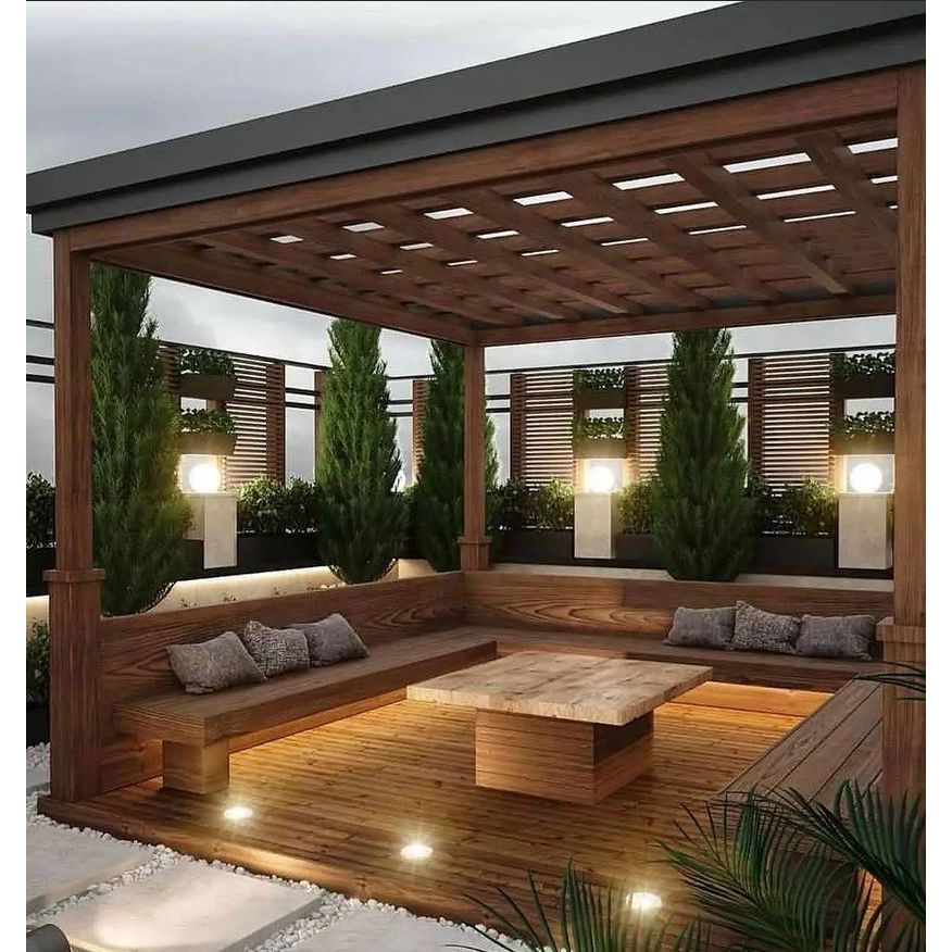 gazebo taman kayu jati minimalis , gazebo pargola taman kayu jati minimalis moderen , gazebo kayu ma