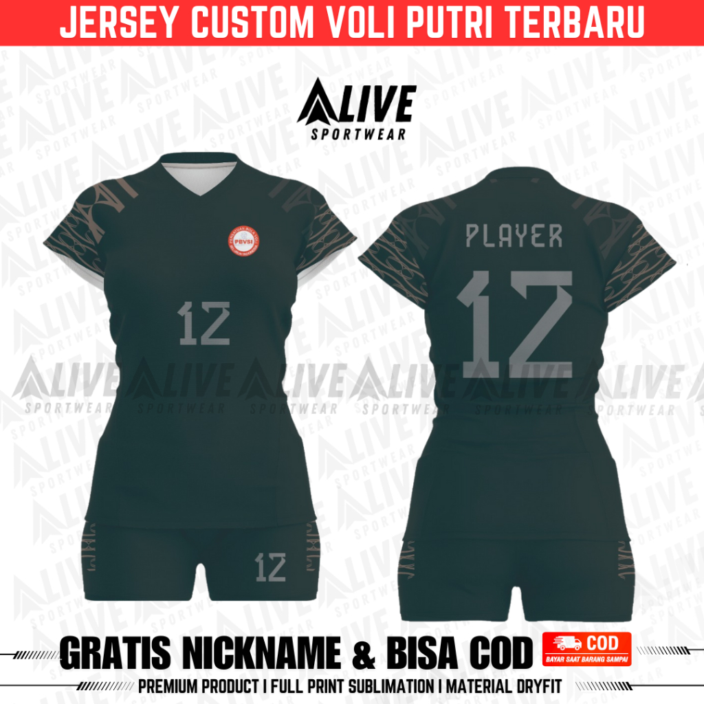 Baju Voli Wanita Costume Gratis Pasang Nama+Nomor Punggung+Nama Team