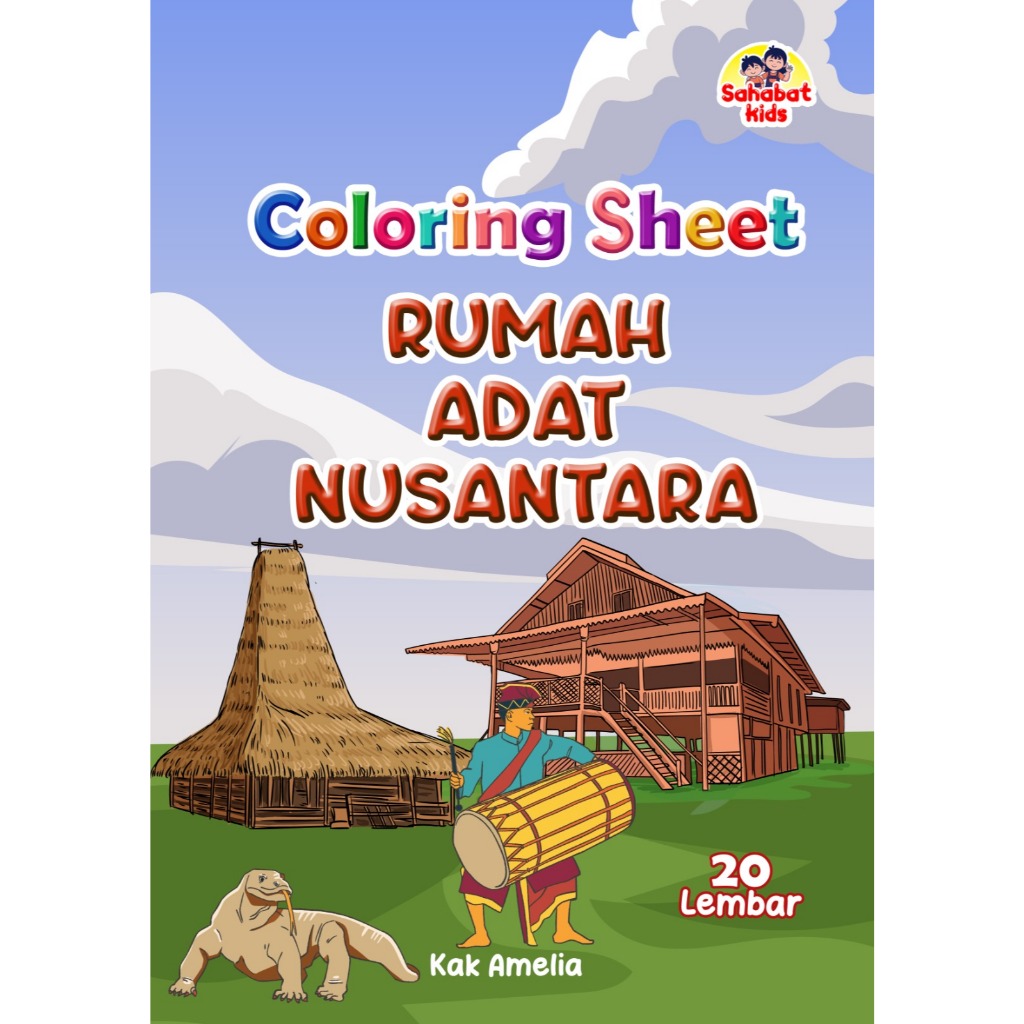 Coloring Sheet Rumah Adat Nusantara - Sahabat Kids