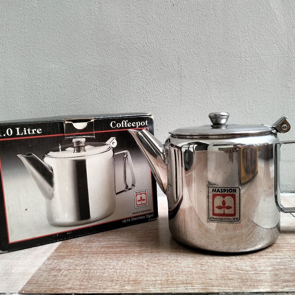 teko kopi teh ukuran 1 liter stainless steel anti karat original maspion