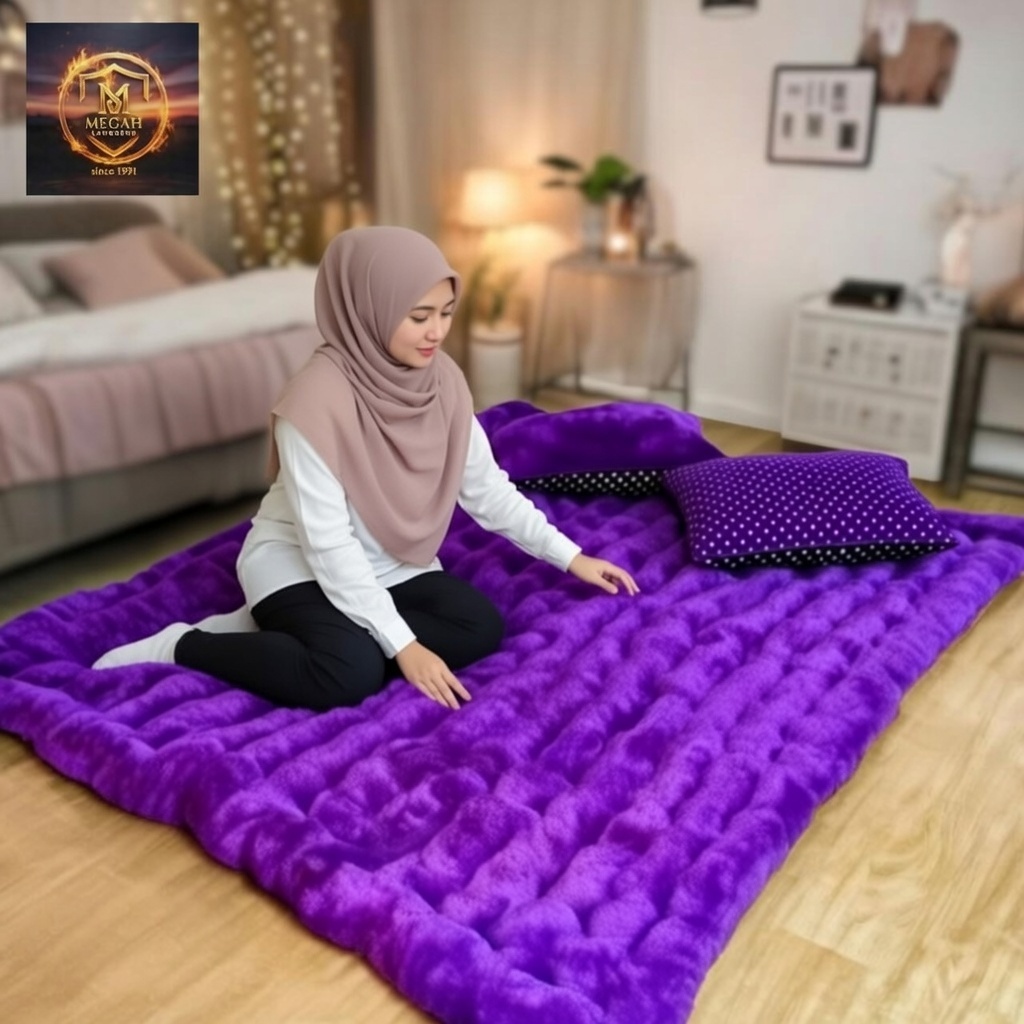 Kasur gender bulu rasfur free 2 bantal/kasur lantai bulu tebal empuk/kasur bulu rasfur berkualitas