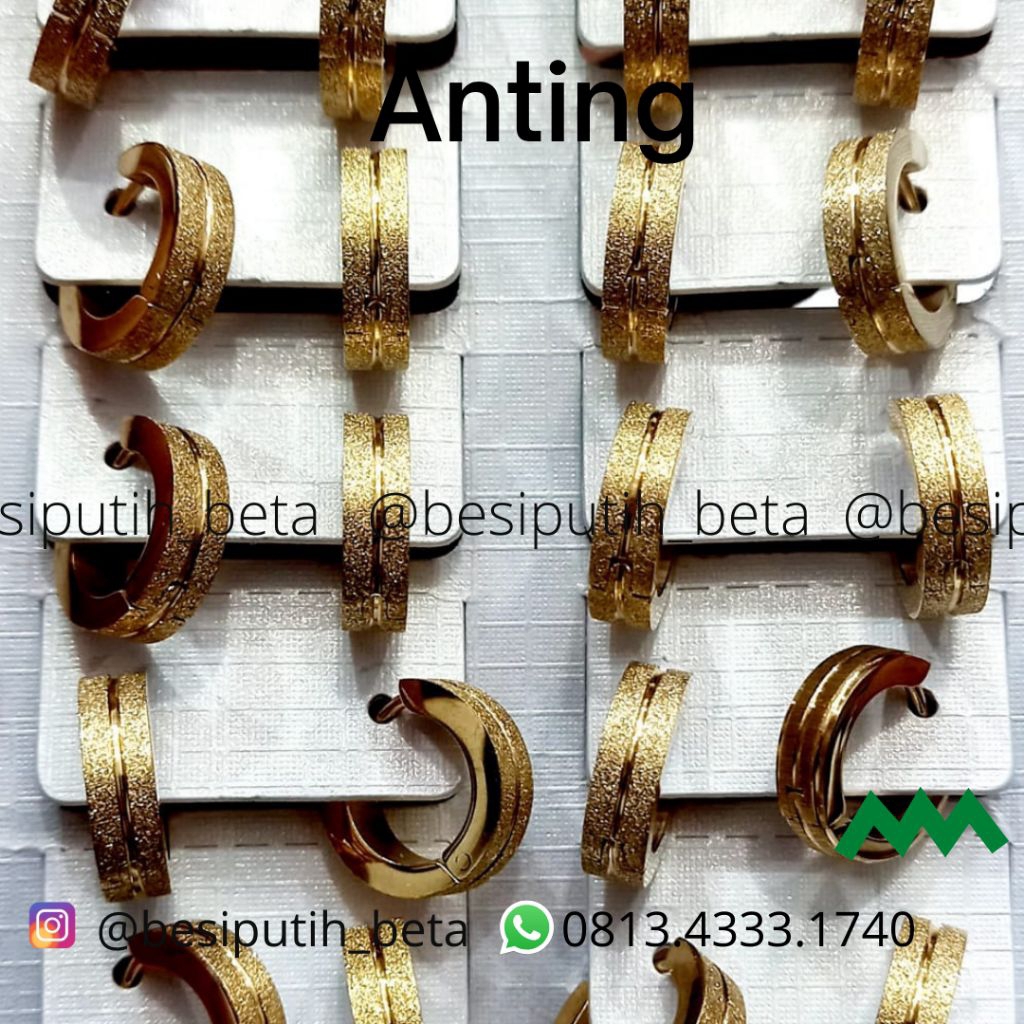 anting pasir besi putih sepuh kuning / besi putih ambon