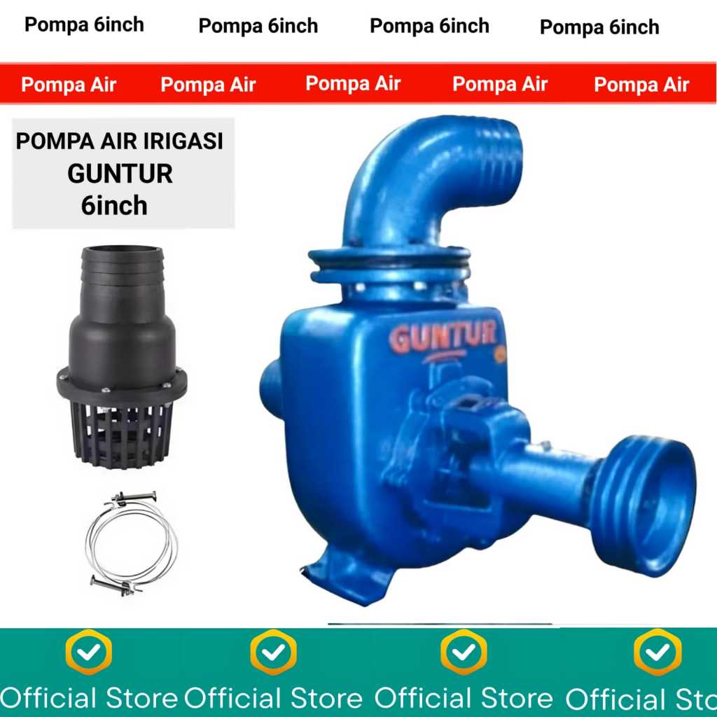 GUNTUR GTO-6L Pompa Air Irigasi 6 inch / Lengkap Unit Pompa, Saringan, Kleman