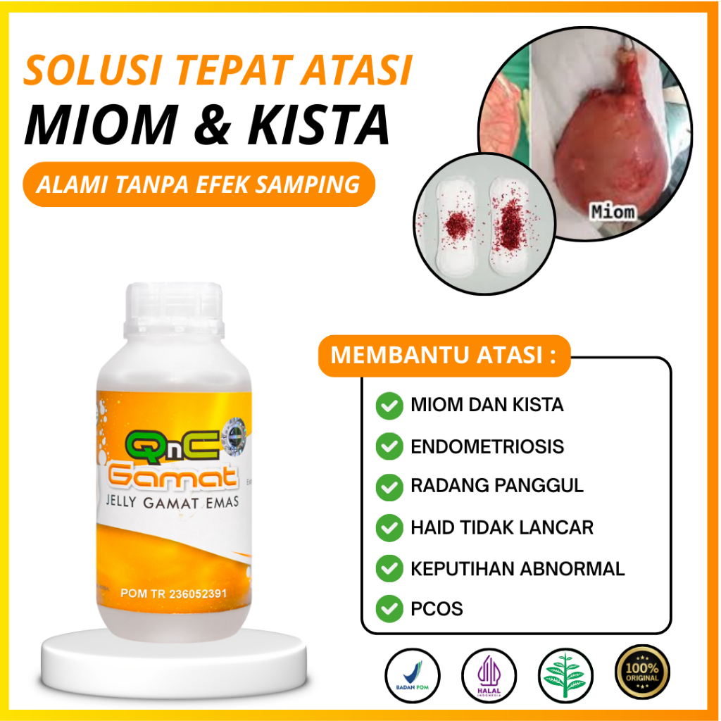 Obat Miom Kista Endometriosis Radang Panggul Haid Tidak Lancar Keputihan Abnormal - QNC Jelly Gamat