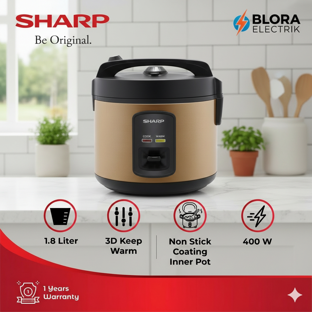Magicom SHARP KS-G18MH warna [GOLD/BIRU] Rice Coocer 1,8 L 3in1 Original Bergaransi Resmi