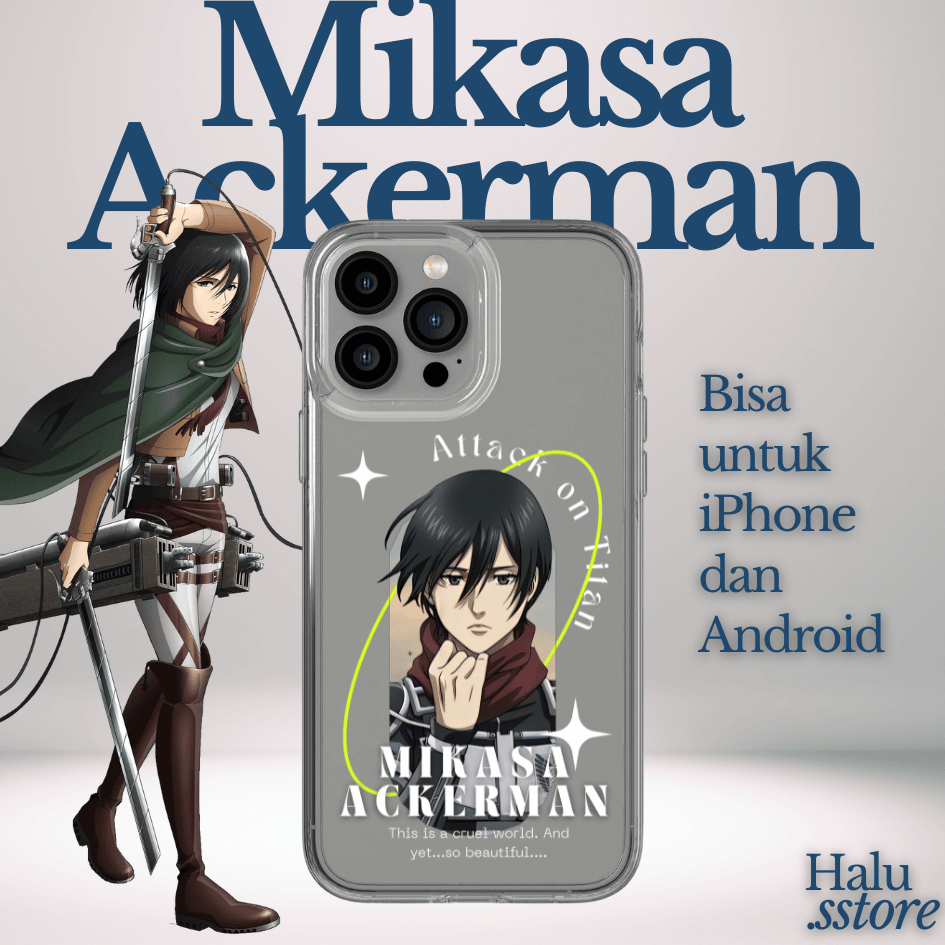 Case Mikasa Ackerman Attack on Titan AoT | Clear Case Transparan iPhone Android | Casing HP Wibu Ani