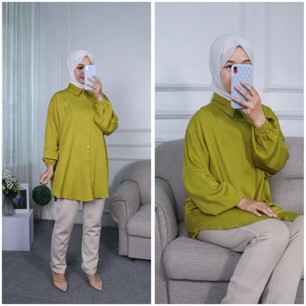 BLOUSE SEMI TUNIK POLOS RAYON PREMIUM LD 120 CM