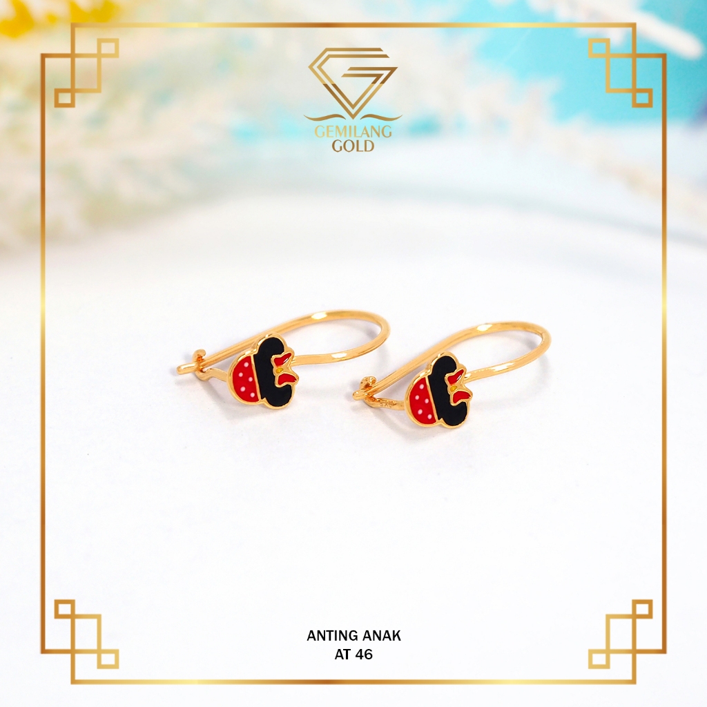 Anting Emas Anak Kawatan Usia Baby New Born - 1 Tahun Kadar 8K/375 Gemilang Gold ID (AT 46)