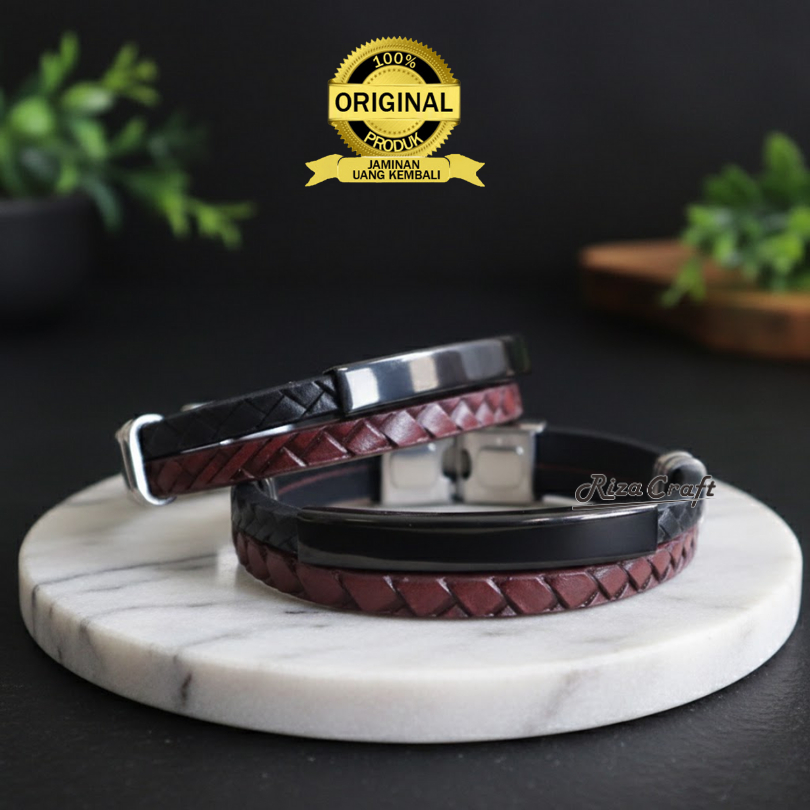 Gelang Pasangan Aesthetic Couple Bestie Custom Nama Inisial Logo Brand Anti Karat Cowok Cewek Pria W