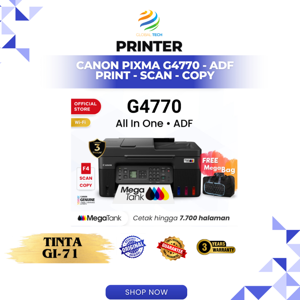 Printer Canon G4770 F4 Print Scan Copy, ADF New Original Garansi Resmi