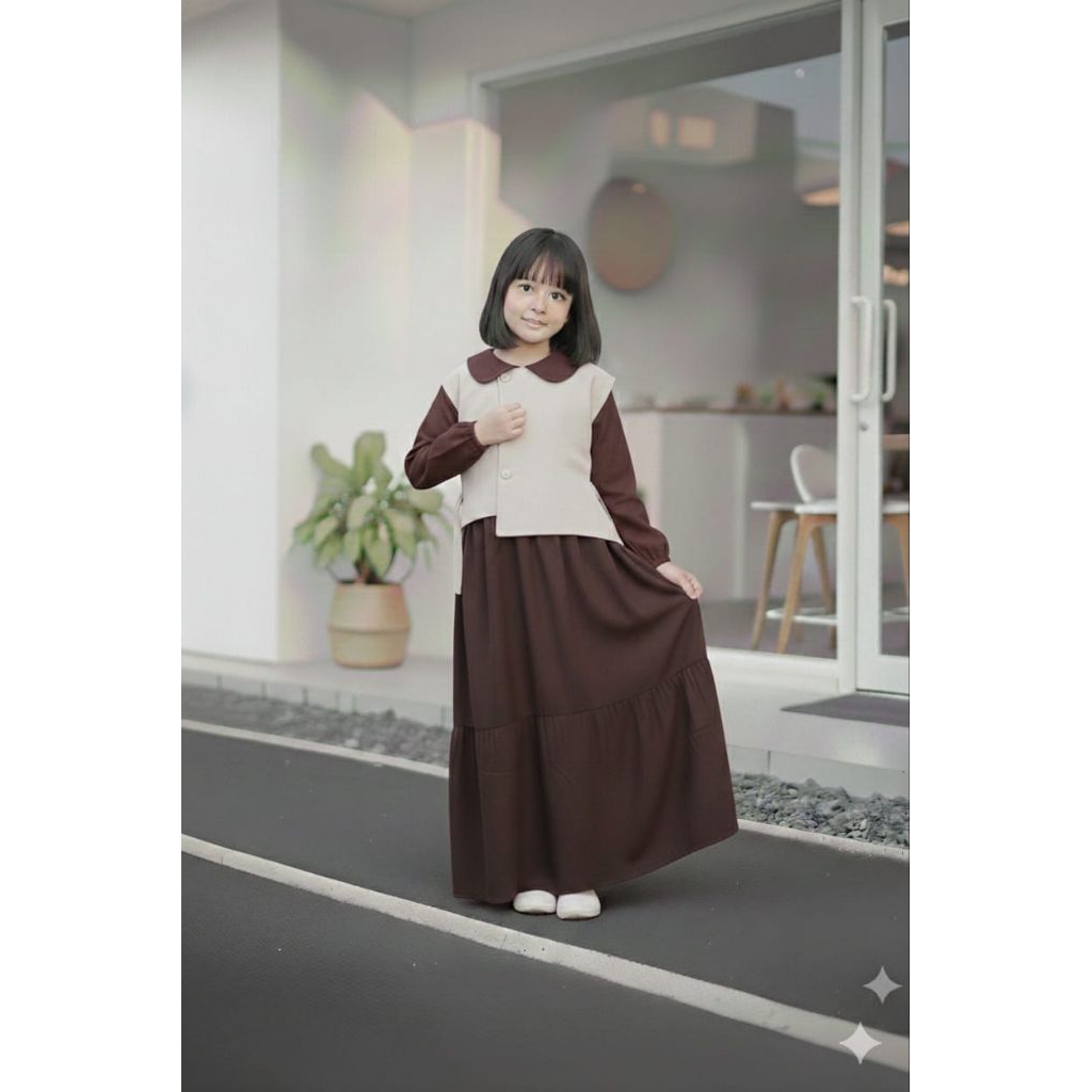 Gamis Rompi anak perempuan rayon twill/Gamis couple rayon twill/Gamis anak tanggung/Gamis rayon twil