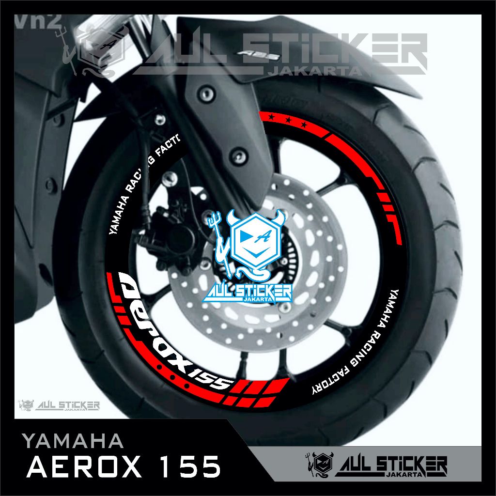 ORIGINAL STICKER VELG ( 050 ) AEROX 155 VELG NEW DESAIN DEPAN BELAKANG