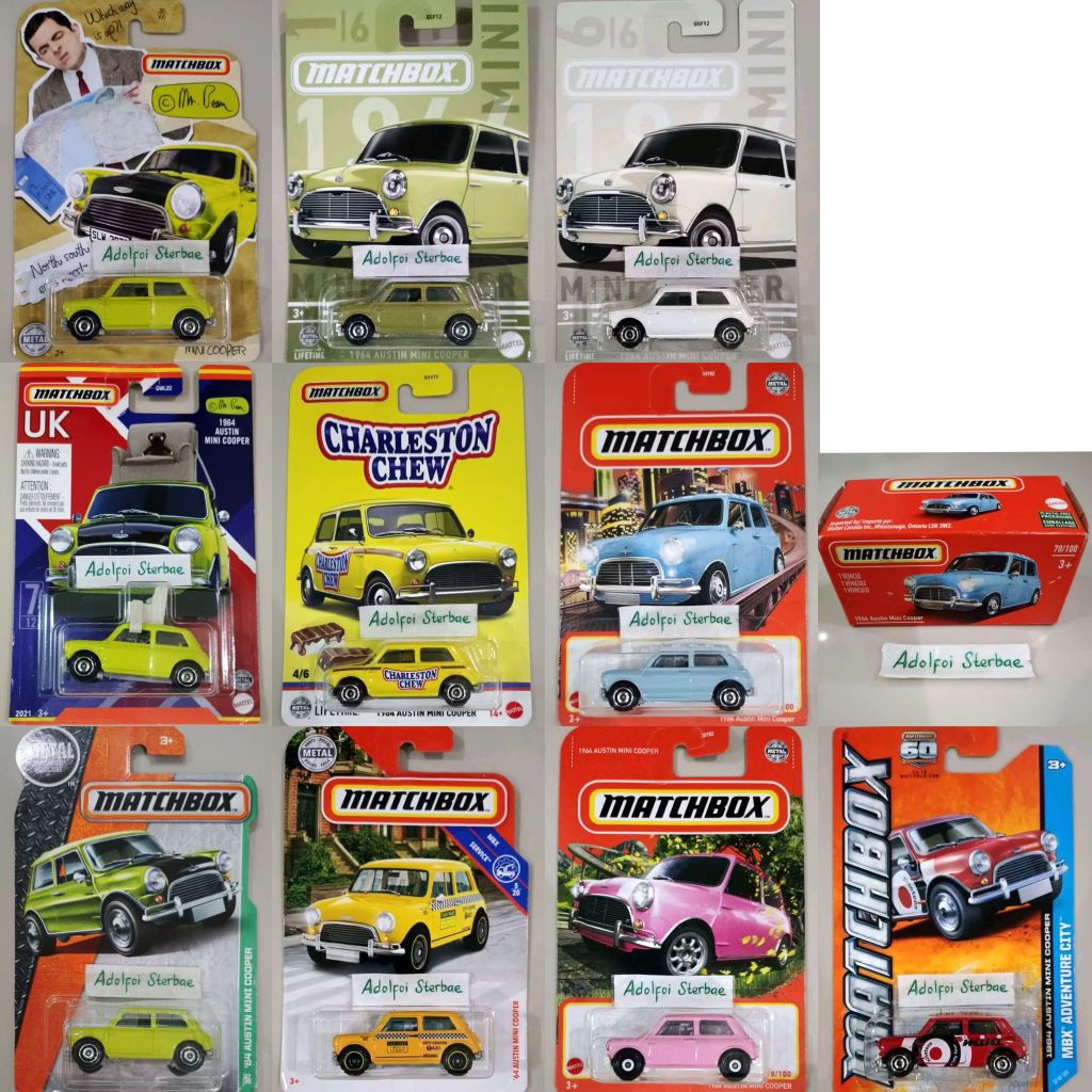 matchbox 1964 '64 austin mini cooper mr bean edisi UK 7/12 custom ban karet pink mini 1/6 6/6 city c