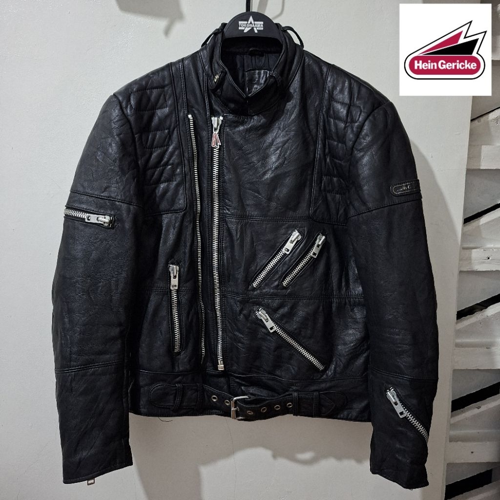 RARE Motorcycle Biker Leather Jacket Hein Gericke (Vintage) (Black)