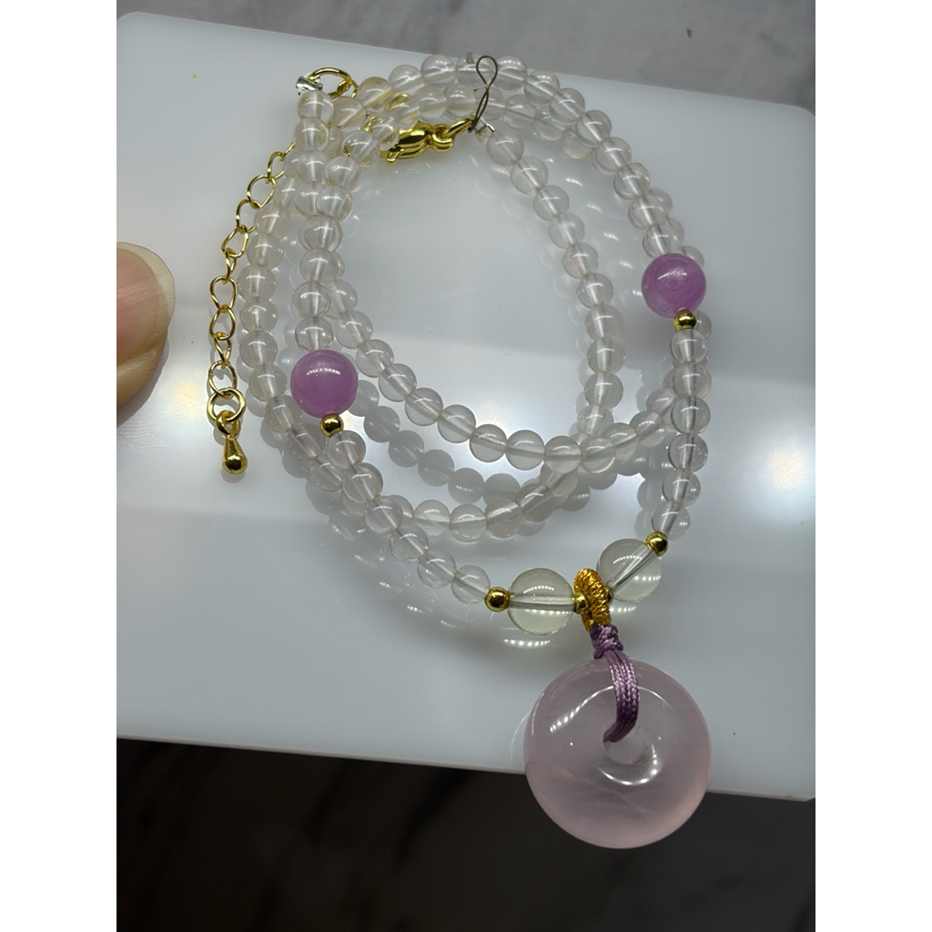 Gelang Kalung Natural Crystal Bracelet Necklace DIY Rose Quartz Clear Quartz Citrine Giok Batu Krist