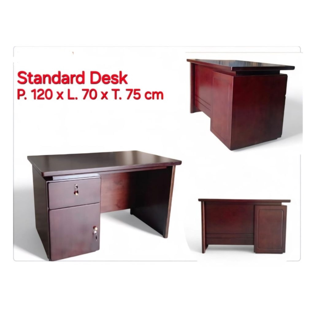 Meja kerja kayu Demose sesuai foto barang asli original, ukuran 120x70x75cm, premium dijamin. chat a