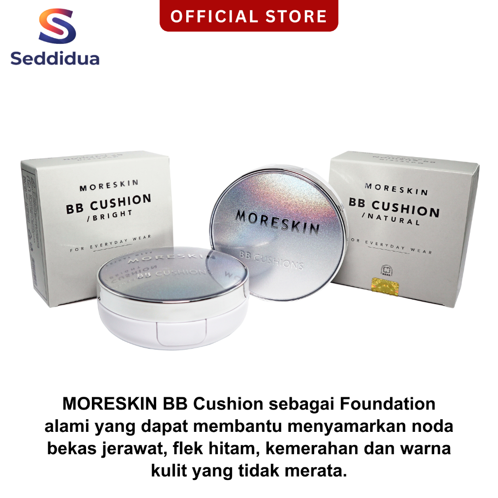Moreskin Bb Chusion Natural / Bright Nasa Original Bedak Foundation Penghilang Noda Bekas Jerawat Fl