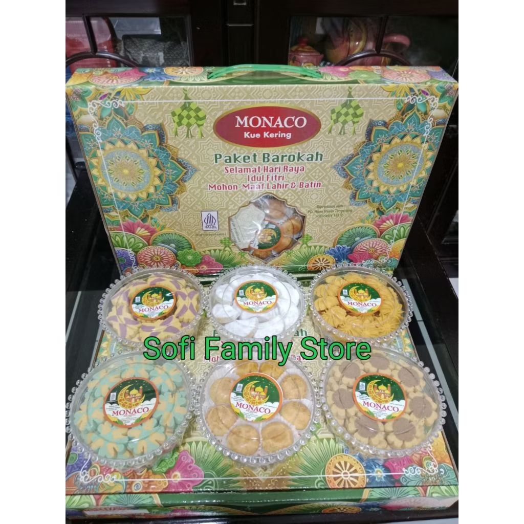 Kue Lebaran / Paket Kue Lebaran / Kue Kering - paket monaco toples bulat - isi 6 toples