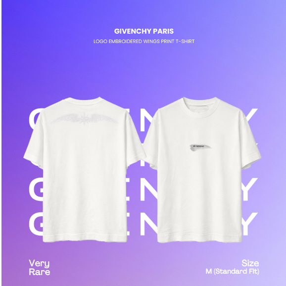 Givenc*y Paris Logo Embroidered Wings Print T-shirt (100% Authentic Original Asli)