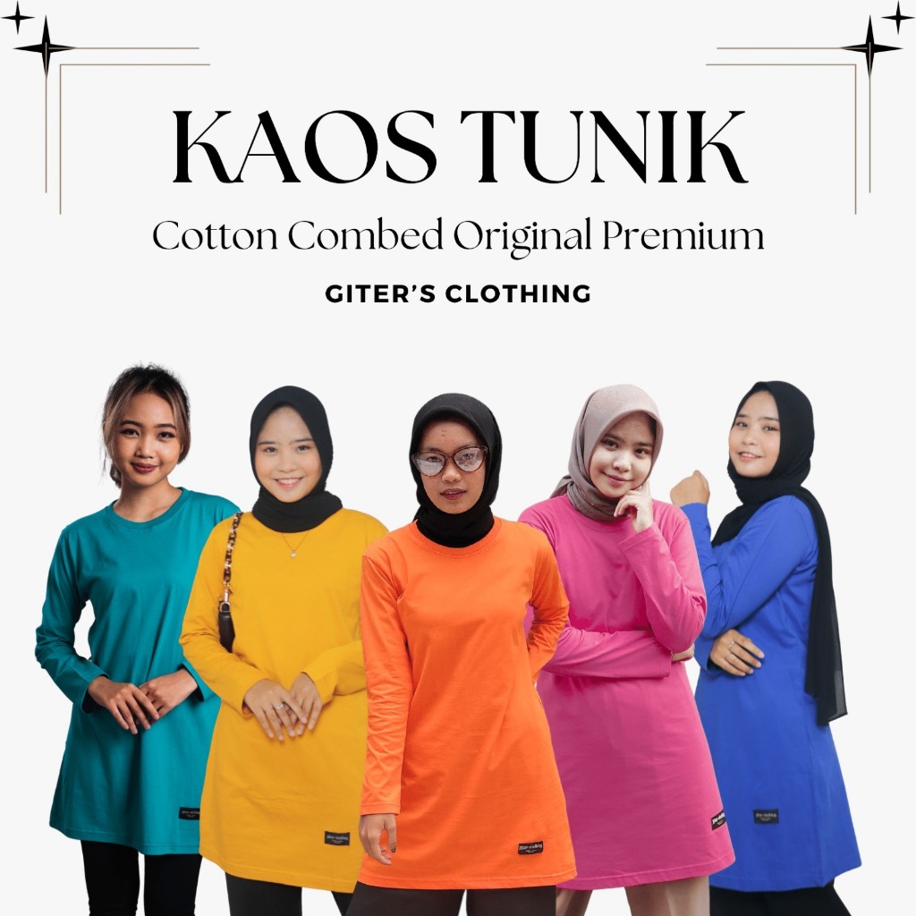 Giter Store - Tunik Kaos - Mustard - Tosca - Orange - Biru Benhur - Magenta Ukuran S - 9XL
