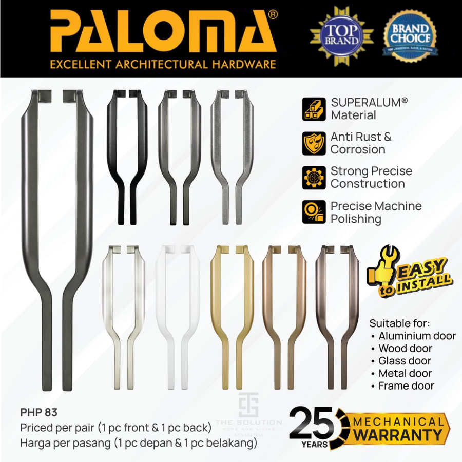 PALOMA PHP 83 Pull Handle Door Gagang Tarikan Pintu Superalum Size 60 CM 80 CM 1 Meter