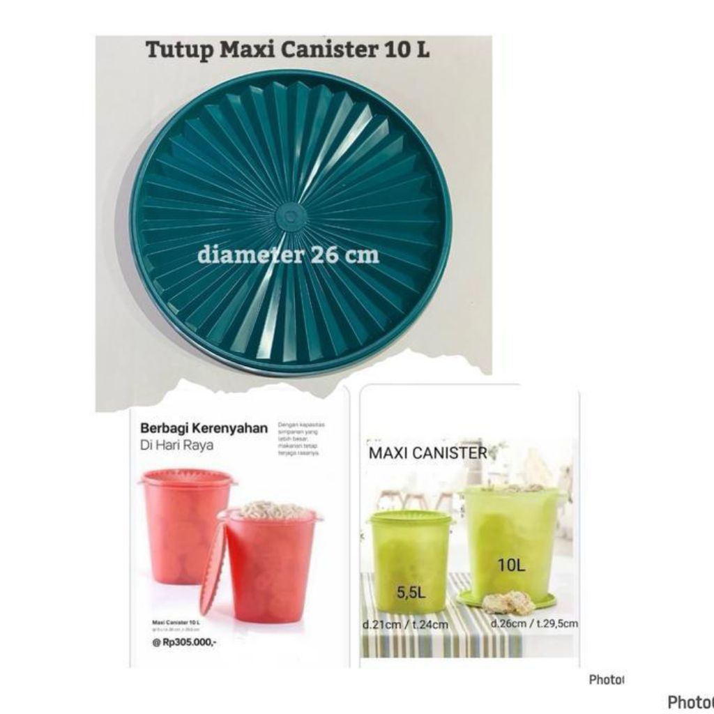 new seal toples maxi 10L 5L tutup toples matahari Tupperware 26cm 21cm tutup maxi Tupperware tutup d