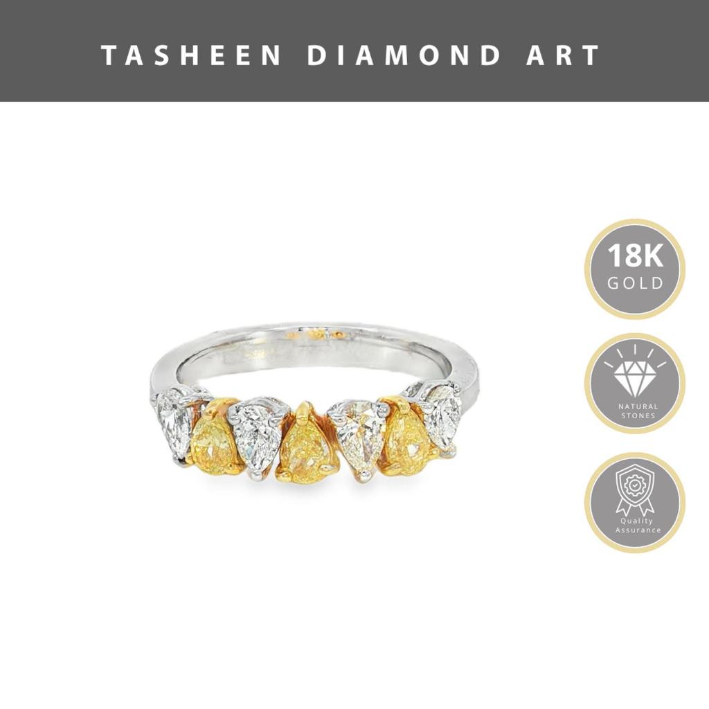 TDA Cincin Emas Berlian Asli Potong Pear Bertaut | Cincin Wanita Kado Tunangan Anniversary