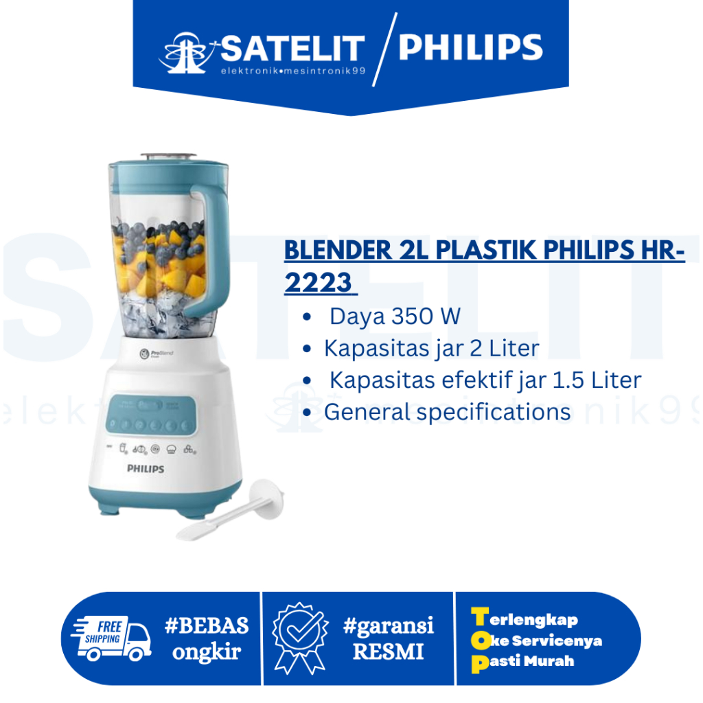 Blender Philips HR-2223 2L Plastik Original – Kuat Haluskan Es