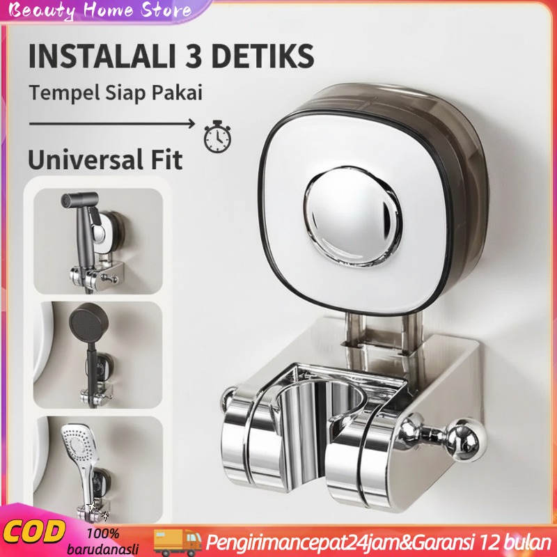 Penahan Shower Vakum  Holder Kepala Shower Anti Karat Dudukan Shower Fleksibel Tanpa Bor untuk Kamar