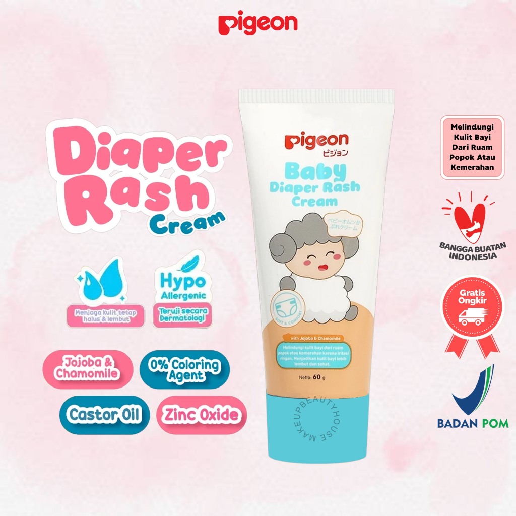 PIGEON Baby Cream 60Gr Diaper Rash Cream | Cream Bayi Ruam Popok | Salep Bayi Ruam Popok | Cegah Rua
