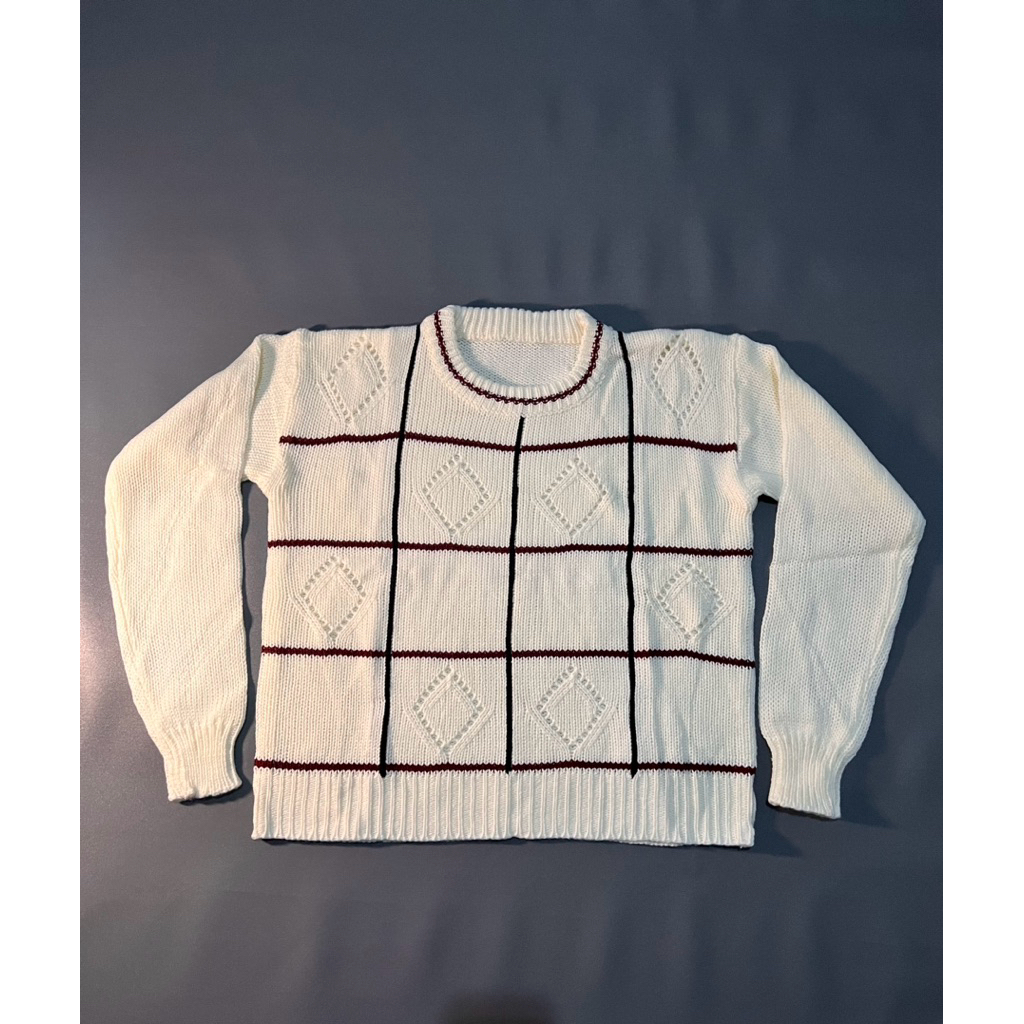SWEATER MOTIF KOTAK WANITA
