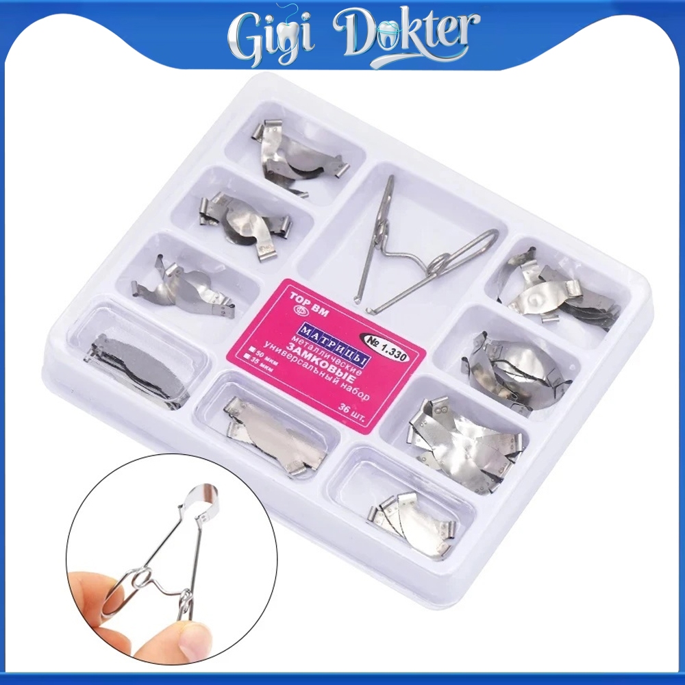 dental saddle matrix band sectional contoured no 1330 matriks gigi posterior metal logam kontur spri