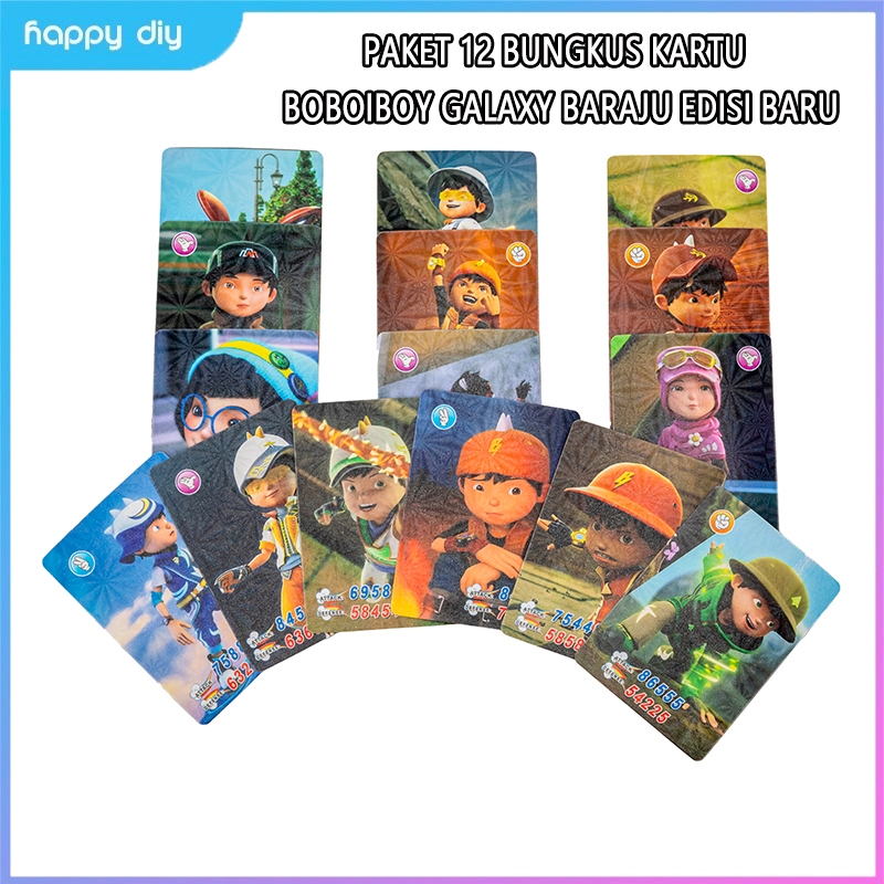 HAPPY DIY KARTU TRANDING CARD BOBOIBOY / KARTU BOBOIBOY/PAKET 12 BUNGKUS KARTU BOBOIBOY GALAXY BARAJ