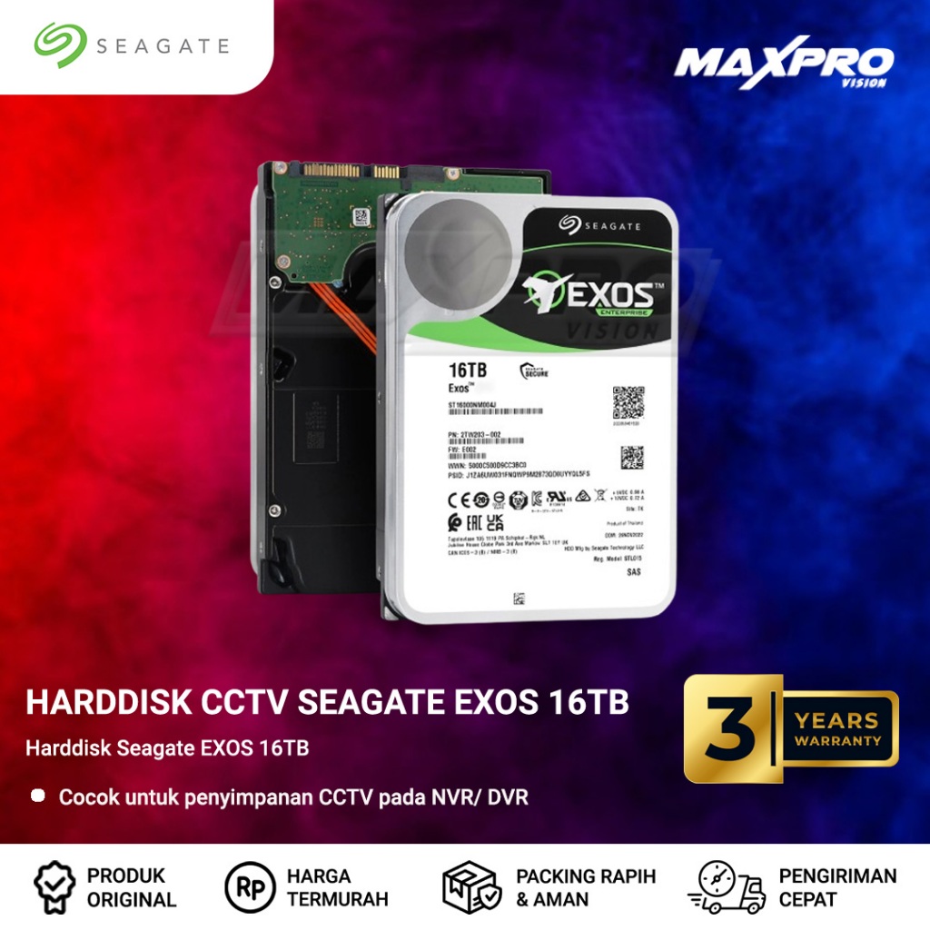 SEAGATE - HDD SEAGATE EXOS 16TB GARANSI 3 TAHUN