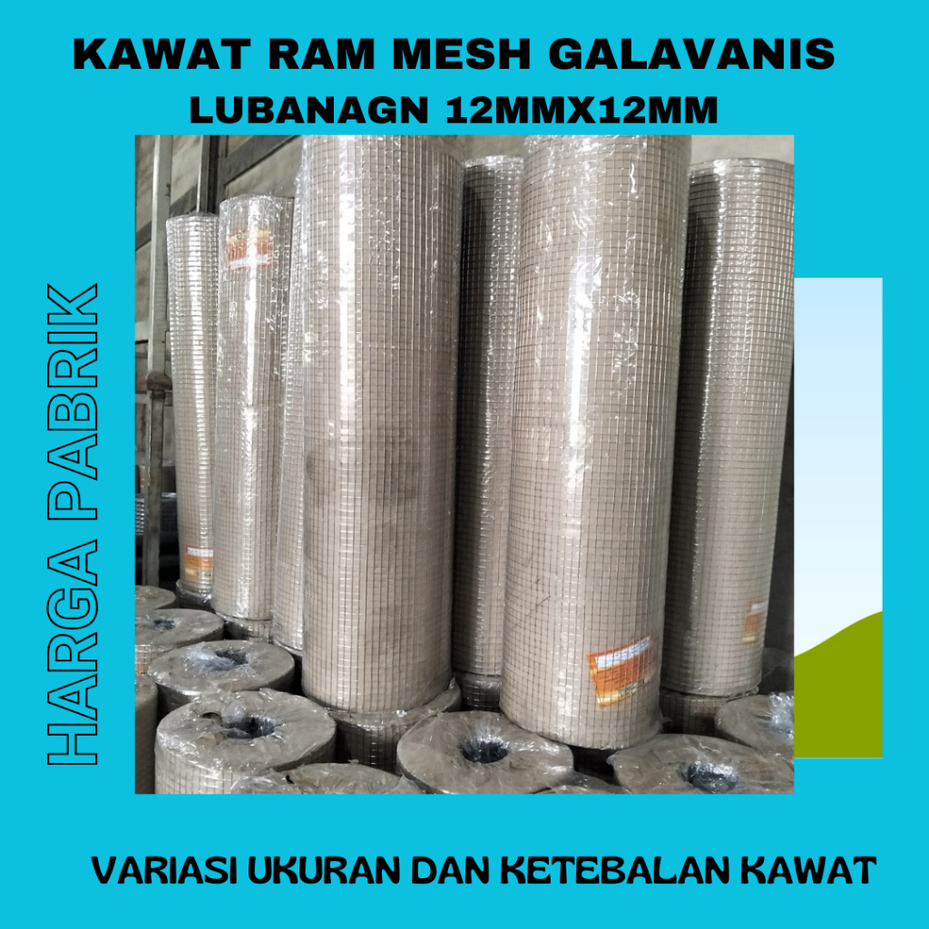 kawat wiremesh galvanis tebal 1,4mm kotak 12x12mm variasi ukuran
