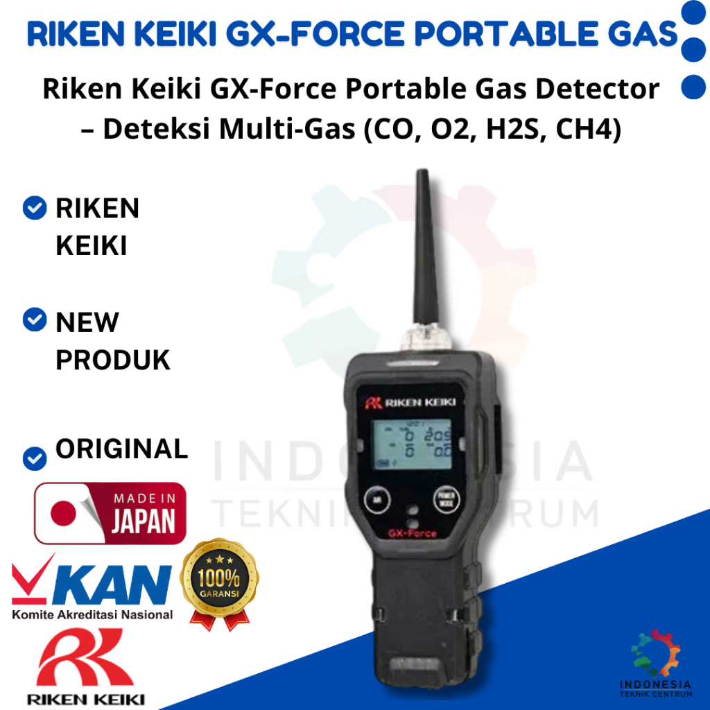 Riken Keiki GX-Force Portable Gas Detector – Deteksi Multi-Gas (CO, O2, H2S, CH4)
