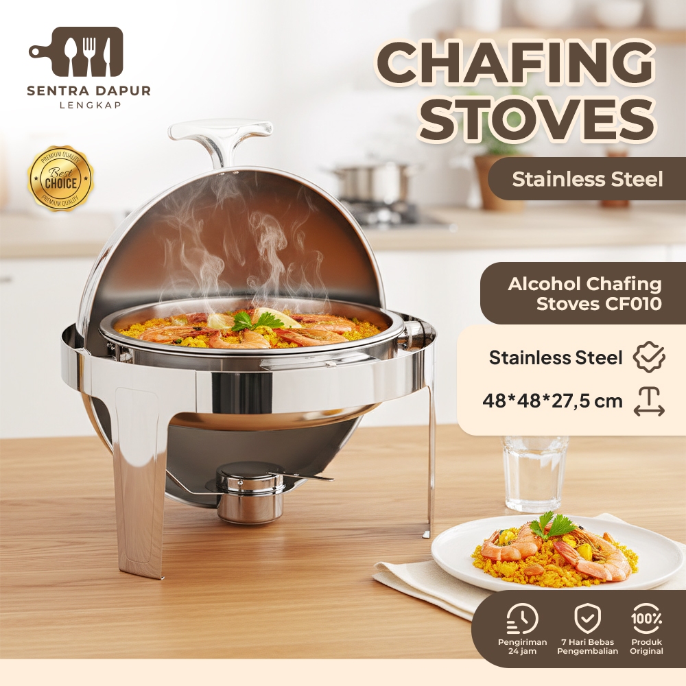 Sentra Dapur Lengkap - Rolltop Bulat Prasmanan Chaving Dish Prasmanan Bulat Stainlees Prasmanan Set 