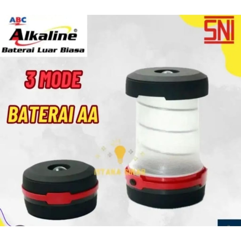 Lampu lipat emergency ABC Alkaline, menggunakan baterai ukuran AA/A2