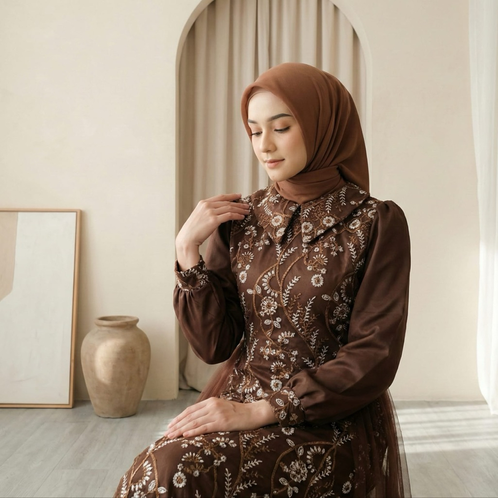 Maxi Aisyah helwa eklusive tulle 3d / gamis pesta kondangan seragam bridesmaid wanita premium / Dres