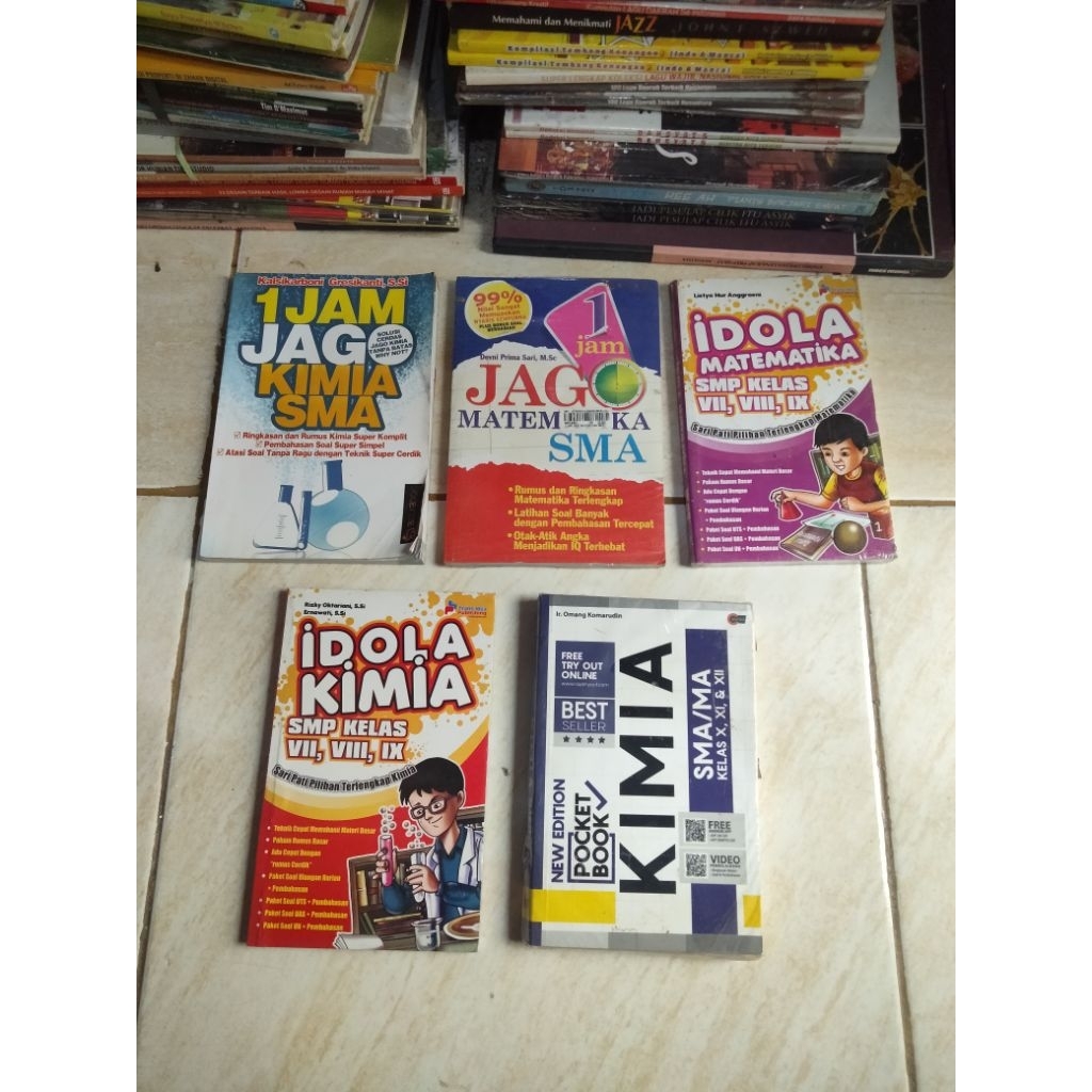 Buku Pelajaran, 1 Jam JAGO KIMIA-MATEMSTIKA SMA, IDOLA MATEMATIKA-KIMIA SMP, Pocket Book KIMIA SMA, 