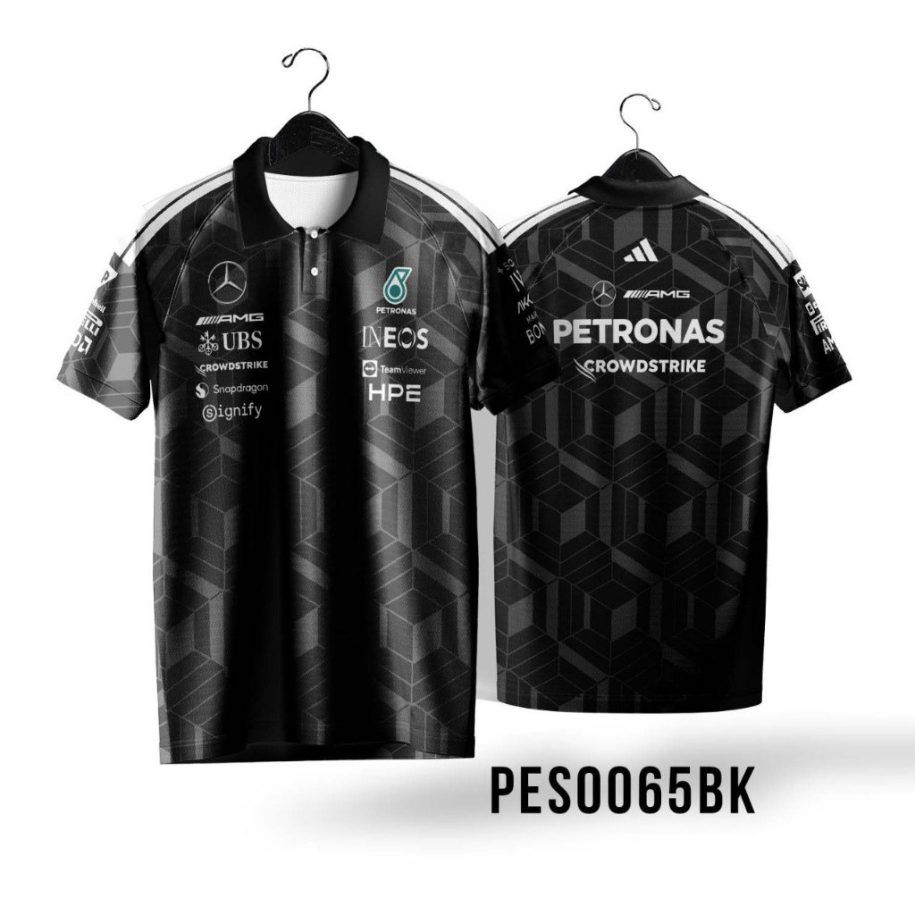 Jersey F1 Full Print MERCEDES 2026 Kerah Kancing