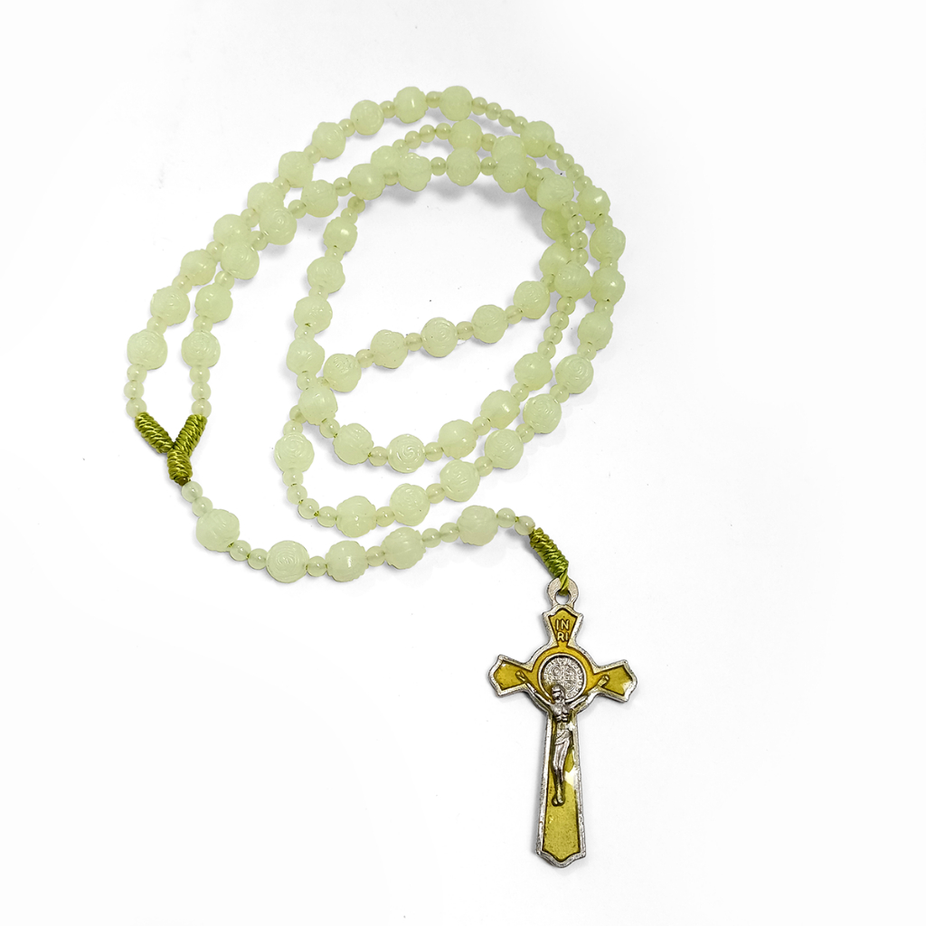 Rosario Fosfor Mawar 8 mili / Kalung Rosario Fosfor Katolik / Rosario Katolik