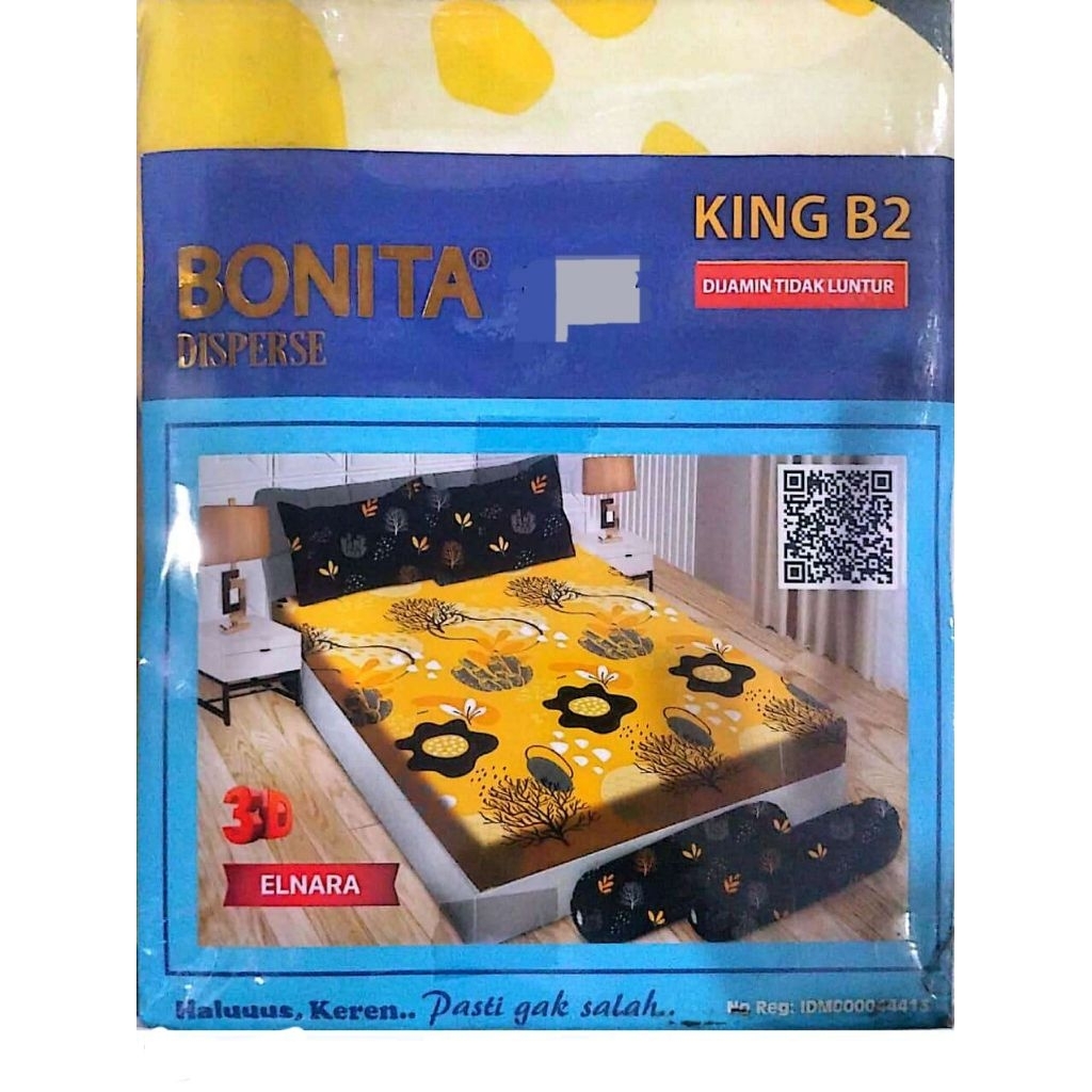 Alas Kasur Sprei Bonita 3D 160x200 Queen B2 / 180x200 King B2  Sprei Halus & Lambut
