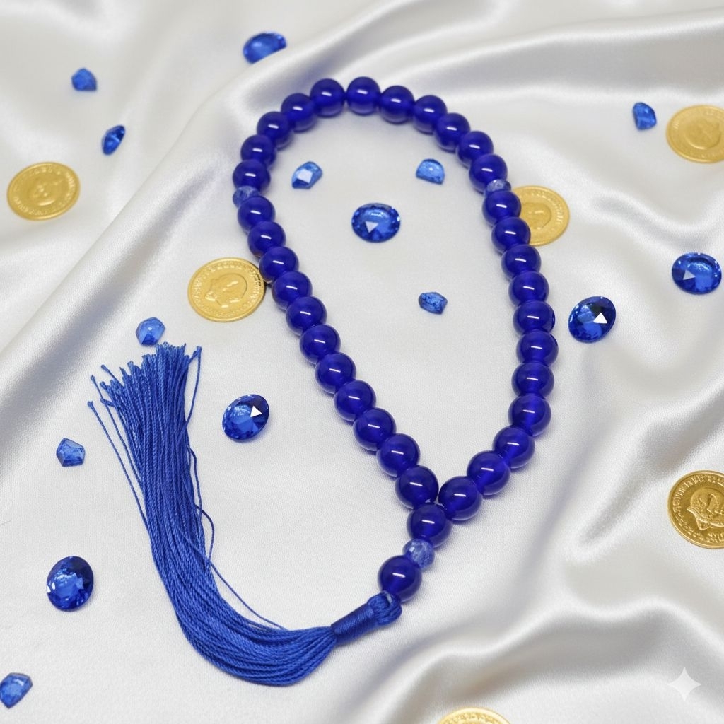 Tasbih batu king safir 8mm 33 butir original stone