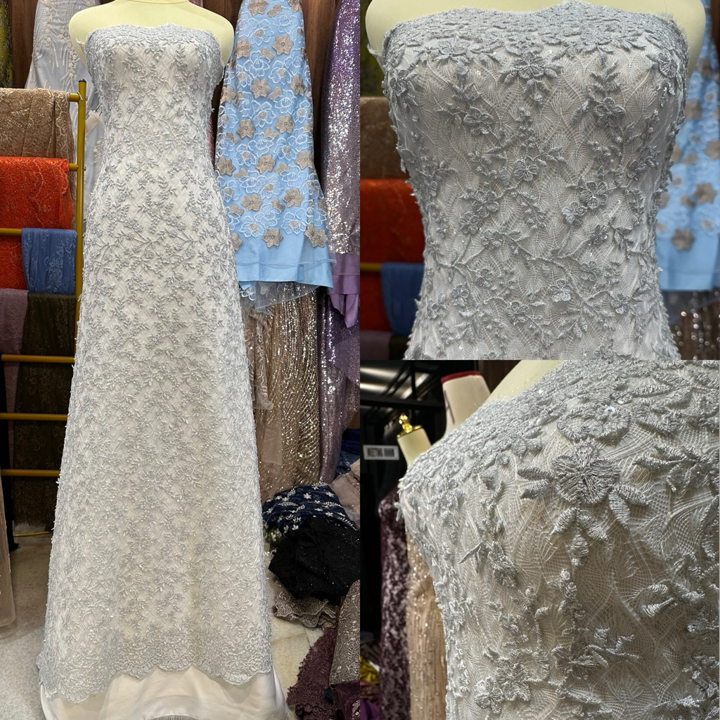 kain tille chanels lolita hana exclusive 3D bunga timbul with payet squeen kain dasar chantilly qual