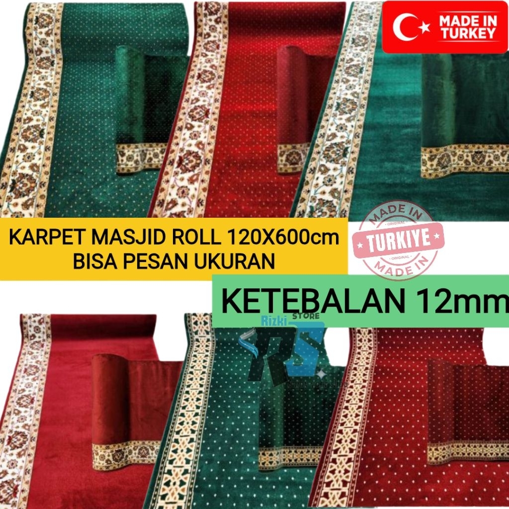 KARPET MASJID MUSHOLA ISTIQLAL 1 ROLL 120x600cm KETEBALAN 12mm KARPET MASJID TURKI