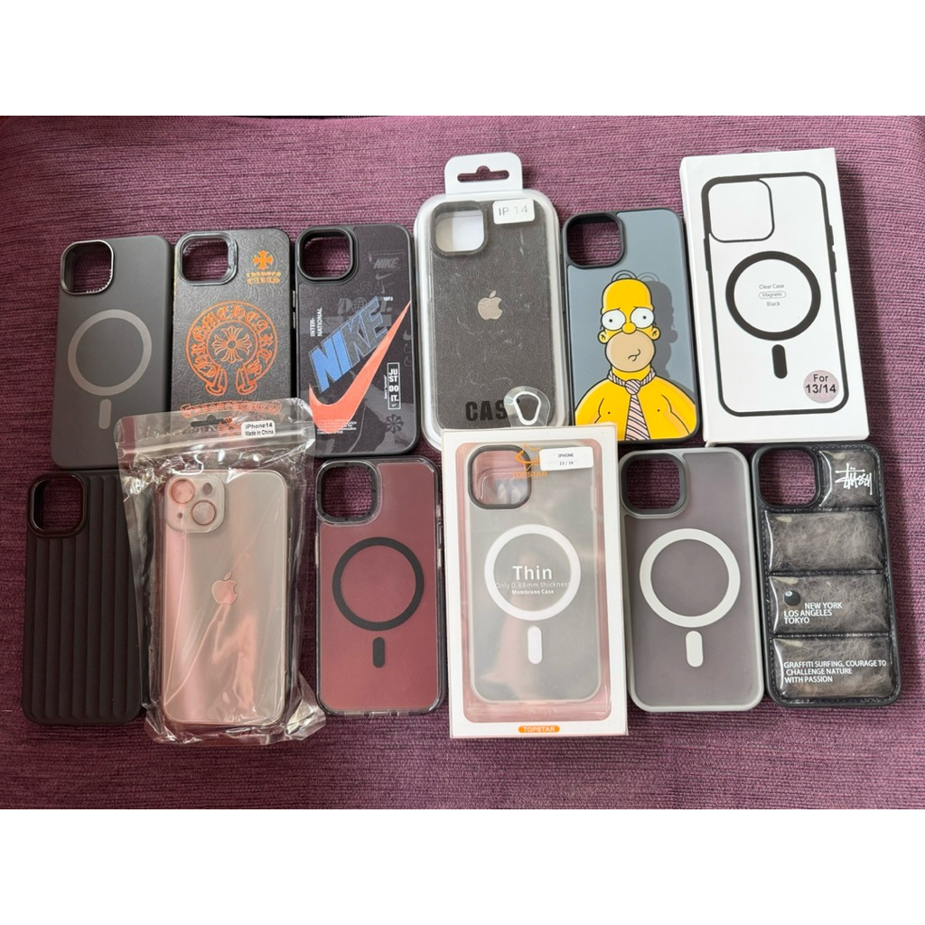 case / casing iphone 13 iphone 14 soft clear case chrome hearts nike simpson hologram stussy