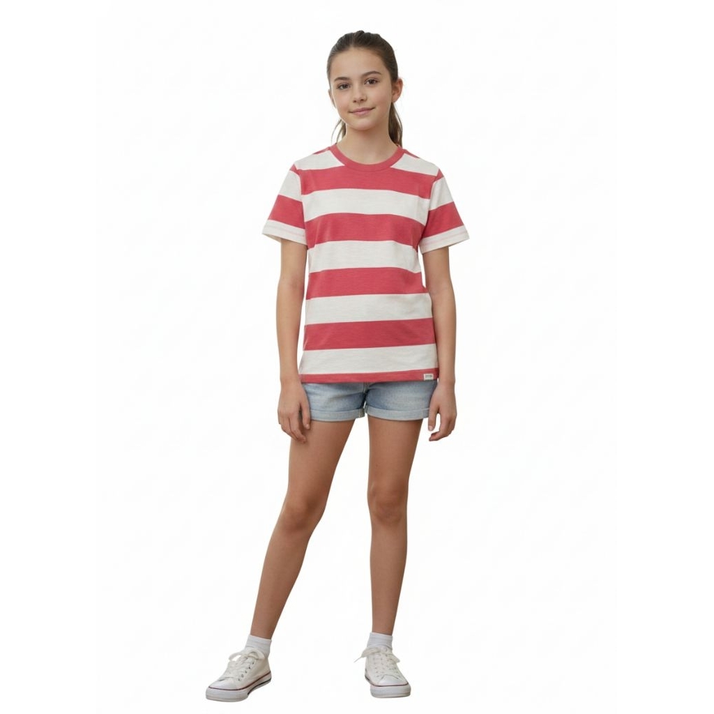 Kaos Anak 10-12 Tahun Strip Unisex Laki/Perempuan Elfindoll Classic