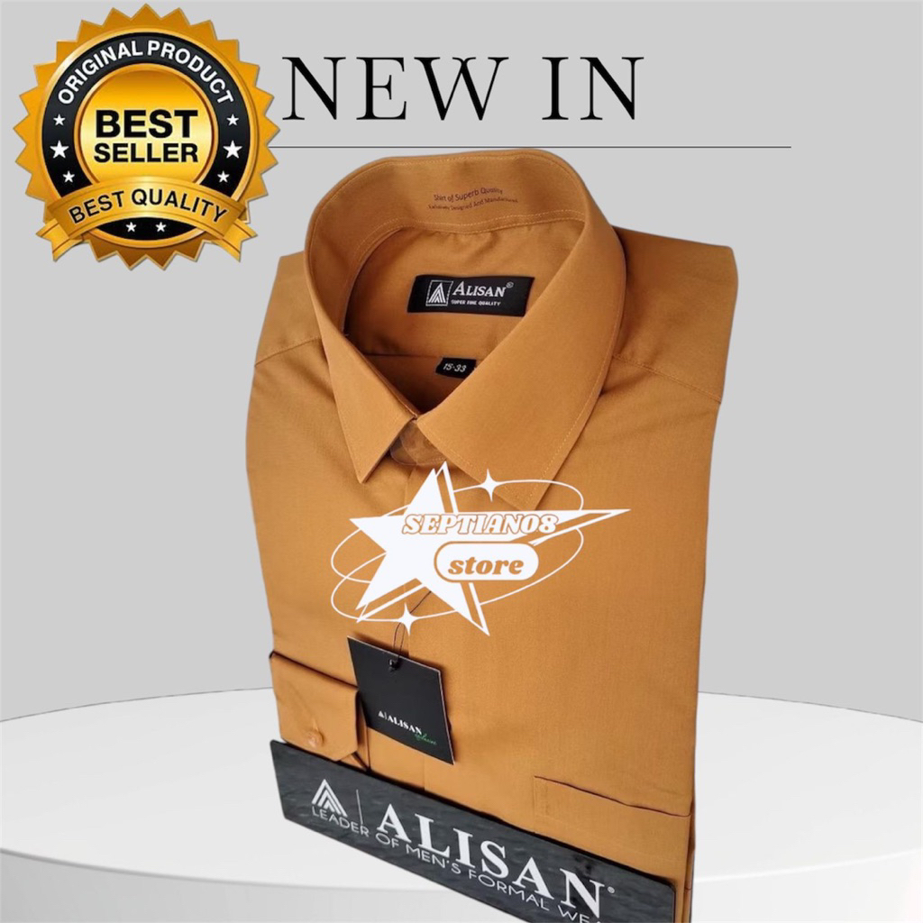 (ALISAN) original kemeja seragam alisan polos  baju seragam formal coklat C-7lengan panjang reguler